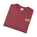 Island Tropical T-shirt with colorful floral design, unisex, available in sizes S to 4XL.