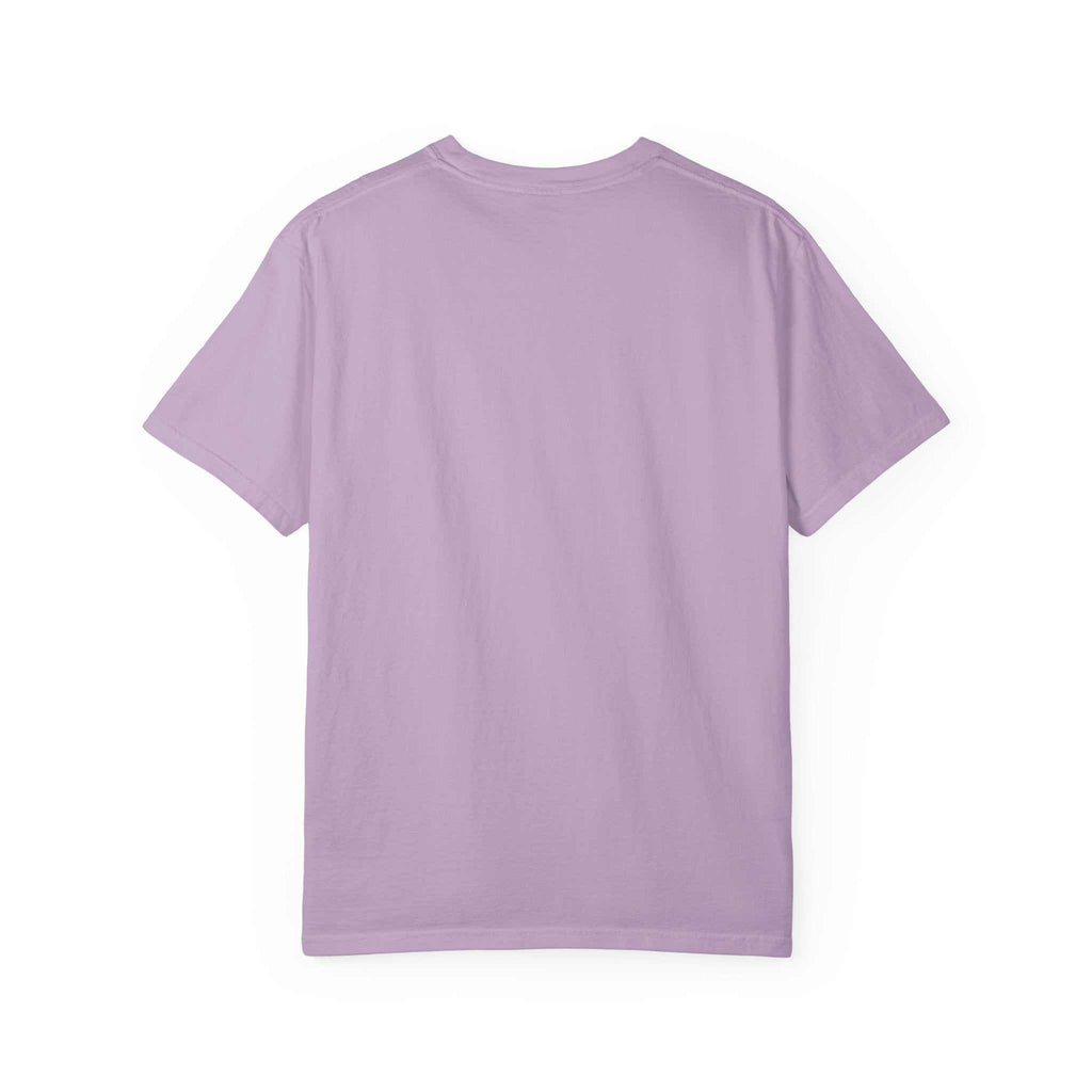 Island Tropical T-shirt in soft fabric, unisex design, lilac color.