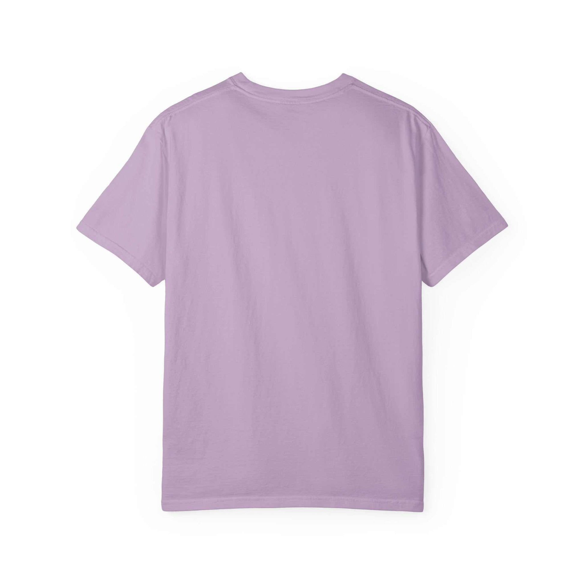 Island Tropical T-shirt in soft fabric, unisex design, lilac color.