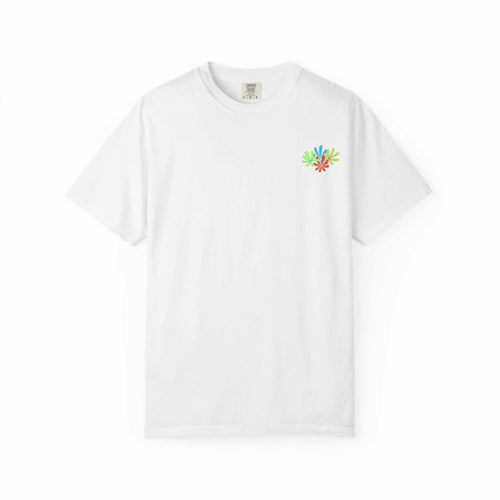 Island Tropical T-shirt with colorful floral design, unisex, available in sizes S to 4XL, made from ring-spun US cotton for a soft feel.