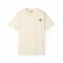 Island Tropical T-shirt in cream color with small colorful floral design on chest.