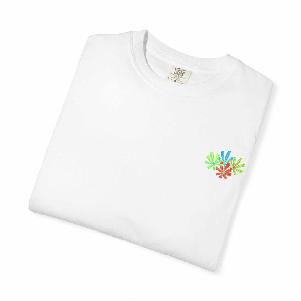 Island Tropical T-shirt with colorful tropical design, unisex, available in sizes S to 4XL.