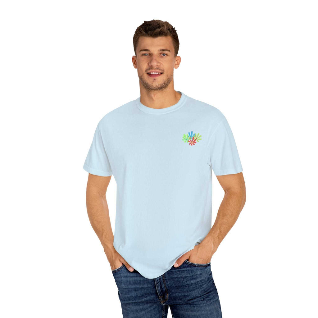Island Tropical T-shirt with seamless design and soft garment-dyed fabric, unisex sizing from S to 4XL.
