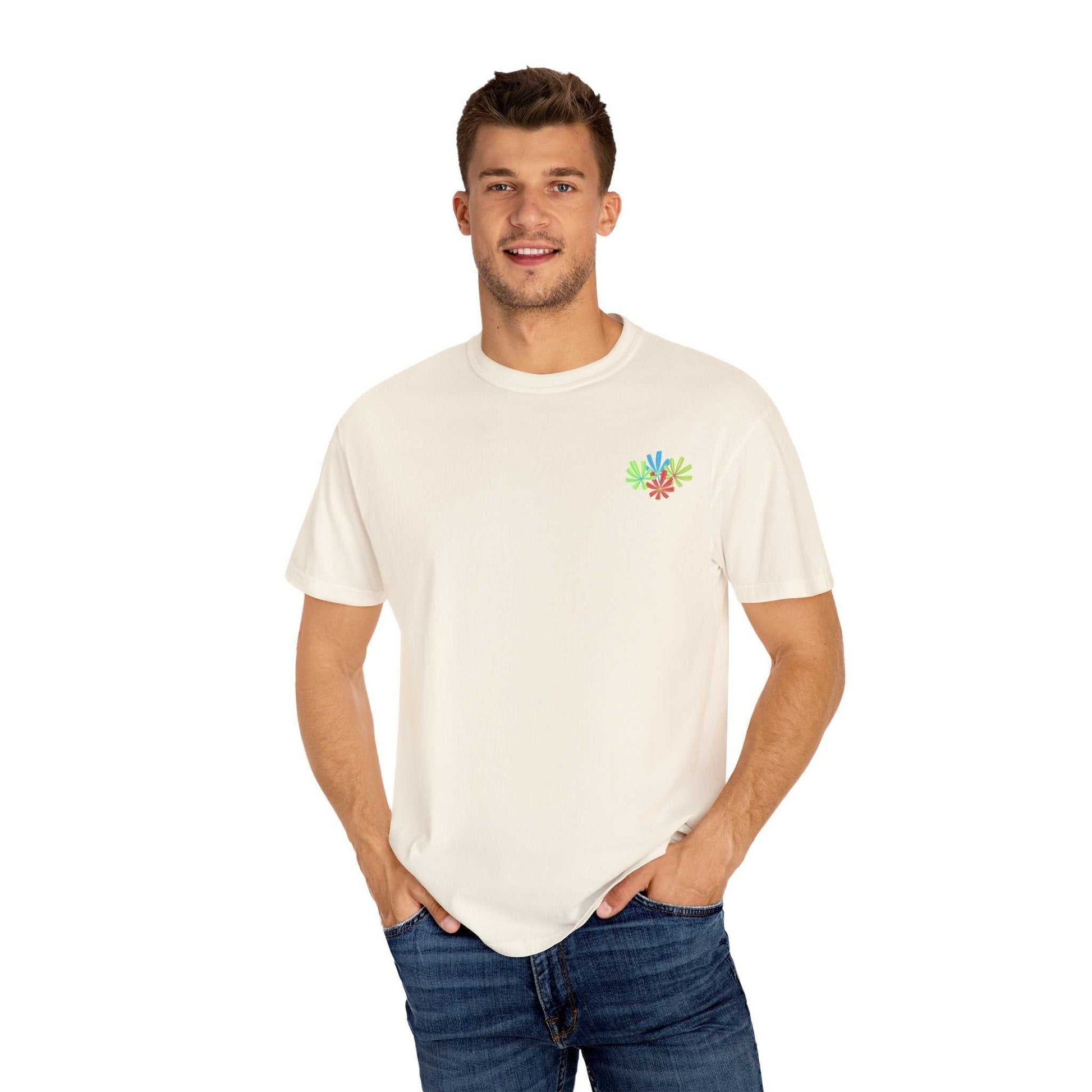 Island Tropical T-shirt with floral design, unisex fit, perfect for beach vacations and summer events.