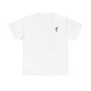White Paradise Palm Tee with sleek palm design on chest, capturing tropical vibes.