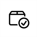 Shipping protection icon with a package and checkmark.